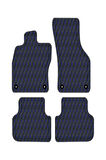 BMW 7 SERİSİ E32 1986-1994 -SHORT   Uyumlu Mavi Dikişli Siyah Deri Paspas