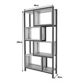 Oykotra Serisi Kitaplık 5 Büyük Raflı 90 cm Ceviz Desen Siyah Metal Ayak Kitaplık