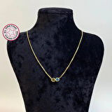 Uretti - Mehtap 4435 - El Yapımı 925 Ayar Zümrüt - Blue Topaz Gümüş Tasarım Kolye - Gold