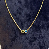Uretti - Mehtap 4435 - El Yapımı 925 Ayar Zümrüt - Blue Topaz Gümüş Tasarım Kolye - Gold