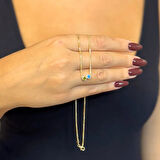 Uretti - Mehtap 4435 - El Yapımı 925 Ayar Zümrüt - Blue Topaz Gümüş Tasarım Kolye - Gold