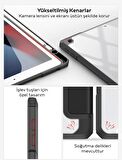 Polham Apple iPad 7, 8, 9 İçin 10.2 İnc Arkası Şeffaf Kapaklı Tablet Kılıfı,Kalem Bölmeli,Uyku Modlu