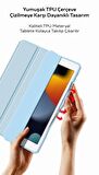 Polham Apple iPad 7, 8, 9 İçin 10.2 İnc Arkası Şeffaf Kapaklı Tablet Kılıfı,Kalem Bölmeli,Uyku Modlu