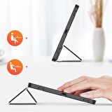Polham Samsung Galaxy Tab S7FE (T730-T736B) Standlı Tablet Kılıfı, Kalem Yerli Katlanabilir Kılıf