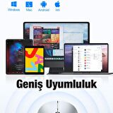Polham 2.4Ghz Ultra Sessiz Şarjlı Ergonomik Kablosuz Magic Mouse, Apple, Microsoft Uyumlu Mouse