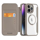Polham Manyetik Kapaklı Kartlıklı MagSafeli iPhone 14 Pro Kılıf,360 Derece Ful Korumalı Cüzdan Kılıf