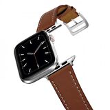 Polham Apple Watch 4-5-6 İle Uyumlu 44mm Retro Tasarımlı Deri Kordon, Ultra Sağlam Kilitli Kayış