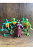 NİNJA KAPLUMBAĞA FİGÜR Işıklı 4 Ninja Kaplumbağa 12cm Ve Sprinter Ayakta Durur Savaş Aletli