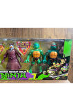 NİNJA KAPLUMBAĞA FİGÜR Işıklı 4 Ninja Kaplumbağa 12cm Ve Sprinter Ayakta Durur Savaş Aletli