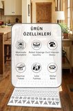 Sümer Beyaz Modern Mutfak Halısı Yıkanabilir Kaymaz Su İtici