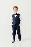 Mini Gentleman Erkek Çocuk Takım Elbise - 5 Parça (Ceket, Yelek, Gömlek, Pantolon, Papyon)