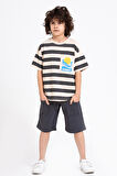 Füme Summer Baskı Şortlu 5-9 Yaş Takım - 2433-3