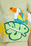 Yeşil Tropical Vibes Baskılı 3-7 Yaş Takım - 2509-6