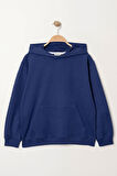 Erkek Çocuk Lacivert Kapüşonlu Kanguru Cepli 5-13 Yaş Sweatshirt- 3536-8
