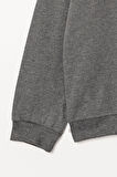 Erkek Çocuk Füme Kapüşonlu Basic 5-13 Yaş Sweatshirt- 3537-2