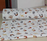 Gökkuşağı & Yıldızlar Deseni %100 Pamuk Müslin Kumaş 100*180 cm Metrelik Müslin Kumaş