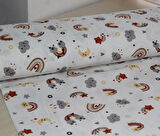 Gökkuşağı & Yıldızlar Deseni %100 Pamuk Müslin Kumaş 100*180 cm Metrelik Müslin Kumaş