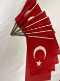 10 ADET 50X70 CM RAŞEL KUMAŞ SOPALI TÜRK BAYRAĞI - Kırmızı _50x70 Cm