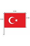 10 ADET 50X70 CM PİKMENT RAŞEL KUMAŞ SOPALI TÜRK BAYRAĞI