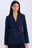 DeFacto Oversize Geniş Kalıp Gömlek Yaka Düğmeli Basic Düz Blazer Ceket D3155AX24AUNV42