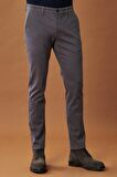 Erkek Antrasit Kanvas Slim Fit Dar Kesim Yan Cep Esnek Chino Pantolon