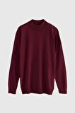 Regular Fit Bordo Pamuk Karışımlı Yarım Balıkçı Triko Kazak 5HF06ORT16275