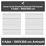 KONAK TEL ÇİT SİSTEMLERİ 4 ADET SADE PANEL ÇİT TELİ 100X250 CM ANTRASİT