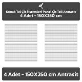 KONAK TEL ÇİT SİSTEMLERİ 4 ADET SADE PANEL ÇİT TELİ 150X250 CM ANTRASİT