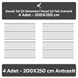 KONAK TEL ÇİT SİSTEMLERİ 4 ADET PANEL ÇİT TELİ 200X250 CM ANTRASİT