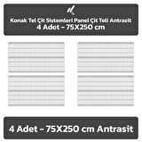 KONAK TEL ÇİT SİSTEMLERİ 4 ADET SADE PANEL ÇİT TELİ 75X250 CM ANTRASİT