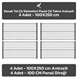 KONAK TEL 100 X 250 TAKIM PANEL (4 ADET PANEL ÇİT DİREĞİ VE 4 ADET PANEL ÇİTİ ANTRASİT)