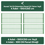 KONAK TEL 100 X 250 TAKIM PANEL (4 ADET PANEL ÇİT DİREĞİ VE 4 ADET PANEL ÇİTİ YEŞİL)