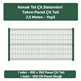 KONAK TEL 100 X 250 TAKIM PANEL (4 ADET PANEL ÇİT DİREĞİ VE 4 ADET PANEL ÇİTİ YEŞİL)