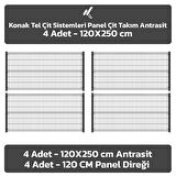 KONAK TEL 120 X 250 TAKIM PANEL (4 ADET PANEL ÇİT DİREĞİ VE 4 ADET PANEL ÇİTİ ANTRASİT)