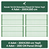KONAK TEL 200 X 250 TAKIM PANEL (4 ADET PANEL ÇİT DİREĞİ VE 4 ADET PANEL ÇİTİ YEŞİL)