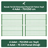 KONAK TEL 75 X 250 TAKIM PANEL (4 ADET PANEL ÇİT DİREĞİ VE 4 ADET PANEL ÇİTİ YEŞİL)