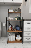 4 Katlı Banyo Rafı,Metal Çerçeveli Ahşap Raflı Çok Amaçlı Organizer,Temizlik Malzemesi  Düzenleyici