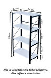 4 Katlı Metal Gövdeli Kitaplık Raf – Dayanıklı Çok Amaçlı Düzenleyici, Modern Kitaplık, Ofis ve Ev Dekor Rafı, 56x30x115 cm