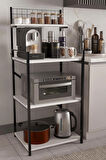 Steel Design 4 Katlı Kahve Köşesi, Ayarlanabilir Üst Raf ,Metal Ahşap Mutfak Rafı ,Küçük Ev Aletleri Düzenleyici