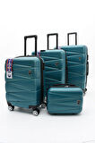 0Celonia Yefa Dayanıklı Unisex 4 Tekerlekli 4'lü Set Plastik Valiz Seti