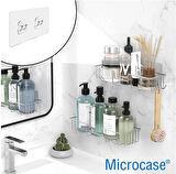 Microcase Güçlü Plastik Yapışkanlı Suya Dayanıklı Çift Başlı Banyo Mutfak Eşya Taşıma Raf Askılığı 2 Adet - Şeffaf AL4270