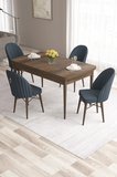 Roz Serisi 80x132 Mdf Barok Ahşap Desen Masa Takımı Ve 4 Antrasit Sandalye