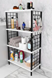  Çevir Kur Kolay Kurulum 4 Katlı Banyo Rafı | Metal Telli Çok Amaçlı Organizer Dolap Stand Raf