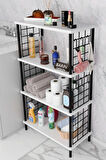  Çevir Kur Kolay Kurulum 4 Katlı Banyo Rafı | Metal Telli Çok Amaçlı Organizer Dolap Stand Raf