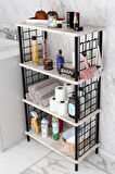  Çevir Kur Kolay Kurulum 4 Katlı Banyo Rafı | Metal Telli Çok Amaçlı Organizer Dolap Stand Raf