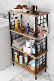  Çevir Kur Kolay Kurulum 4 Katlı Banyo Rafı | Metal Telli Çok Amaçlı Organizer Dolap Stand Raf