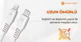 Novoo Type-C iPhone Lightning Hızlı Şarj Kablosu Beyaz 1.2 Metre