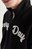 DeFacto Oversize Fit Dik Yaka Fermuarlı Baskılı Sweatshirt B1650AX23AUBK81