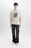 DeFacto Rolling Stones Comfort Regular Fit Rahat Kalıp Bisiklet Yaka Kısa Kollu Tişört B5524AX24SPGR91