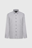 Oxford Slim Fit Dar Kesim Düğmeli Yaka Kareli Esnek Gömlek